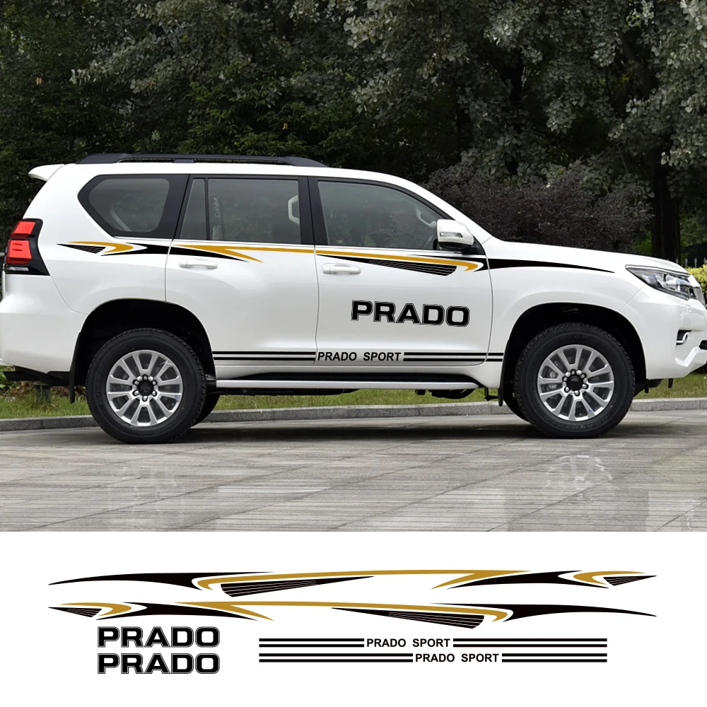 2 шт. для Toyota Prado виниловые наклейки на машину, пленка для автомобильной двери, боковые наклейки для стайлинга автомобилей, для спортивных гонок, DIY, аксессуары для тюнинга автомобиля