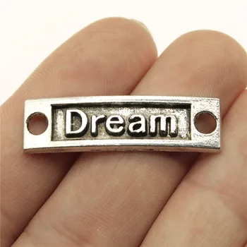 

WYSIWYG 5pcs 35x9mm Dream Word Connector Charm Pendants For Jewelry Making Antique Silver Color Dream Pendants