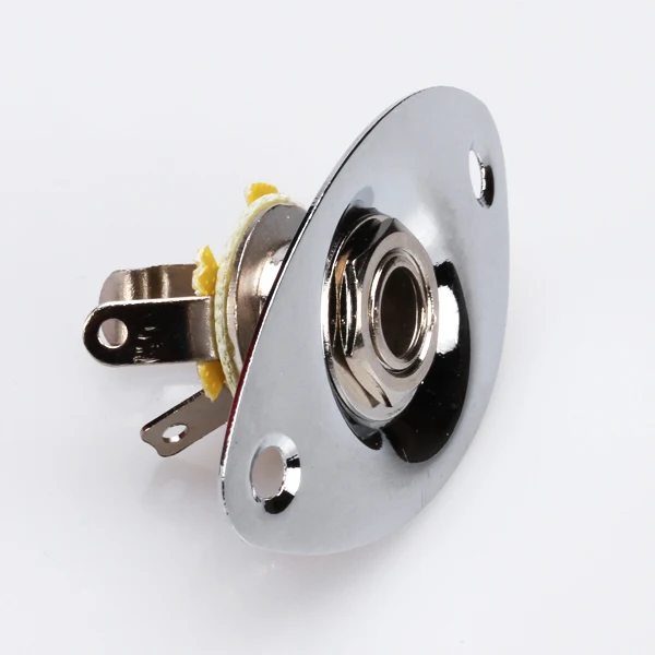 Chrome Plated Oval Output Jack Plate With 2 Mounting Screws For Electric Guitar