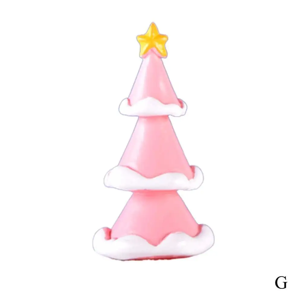 Снеговик дорогой Санта Клаус дерево миниатюрная фигурка мини рождественские фигурки украшения DIY садовый орнамент смолы ремесло Детские игрушки - Цвет: G Pink Tree