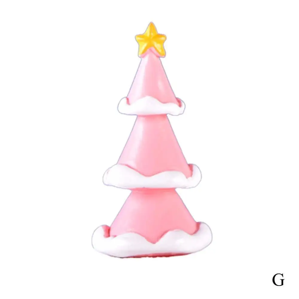 G Pink Tree Снеговик дорогой Санта Клаус дерево миниатюрная фигурка мини рождественские фигурки украшения DIY садовый орнамент смолы ремесло Детские игрушки - Цвет: G Pink Tree