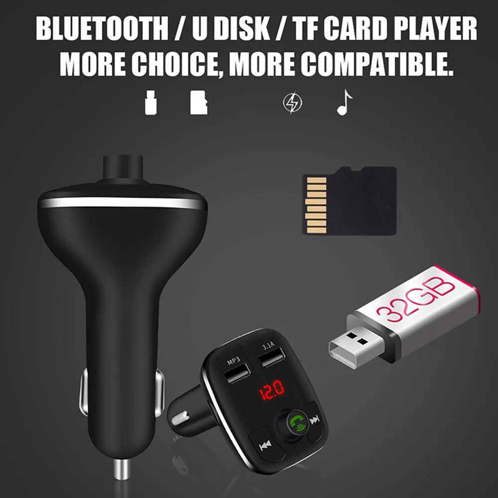 Fm-передатчик Aux модулятор Bluetooth громкой связи автомобильный комплект автомобильный аудио mp3-плеер с 3.1a Быстрая зарядка двойной зарядное устройство USB# N