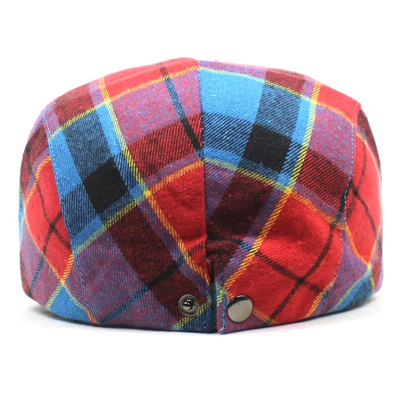 Newsboy Hat Spring Summer Plaid Cotton Men Flat Peaked Cap Women Painter Beret 30