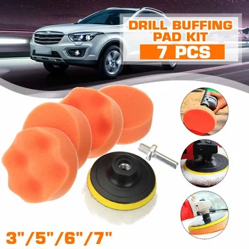 

3-7 Inch 7Pcs Polishing Sponge Wheel Buffing Pad Set for Glass/Car Polisher with M10 Drill Adapter Pad for Electric Drill