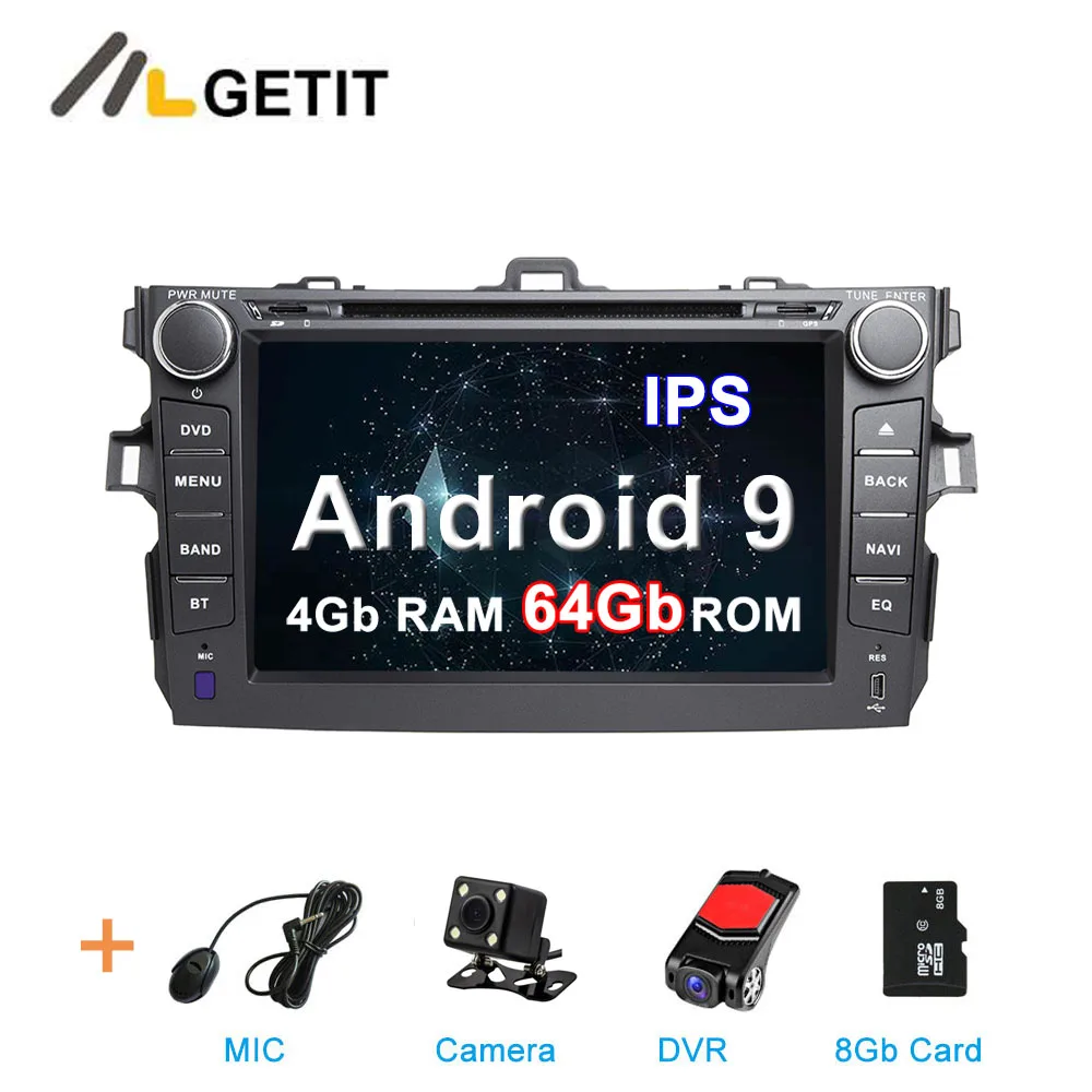 DSP ips 64G Автомобильный DVD стерео Мультимедиа Радио gps Android 10 для Toyota Corolla 2006-2011 - Цвет: 4G CAM DVR SD