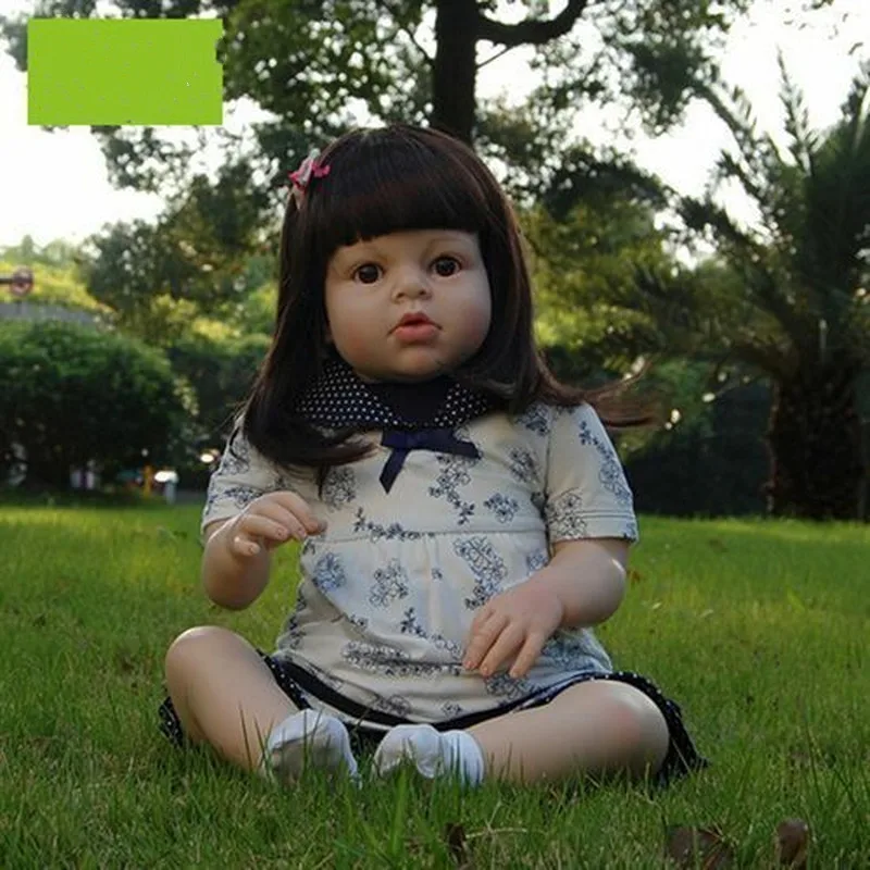 28 дюймов малыш Bebe Reborn Baby Doll Tatiana прямые волосы Boneca силиконовая игрушка подарок девочка игрушки Reborn Baby