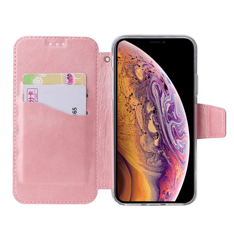pink Флип двойной Магнитный кожаный чехол-кошелек для huawei P20 P30 Mate20lite P30 Pro Etui для iPhone X XS Max XR 7 8plus 6 6plus Coque - Цвет: pink