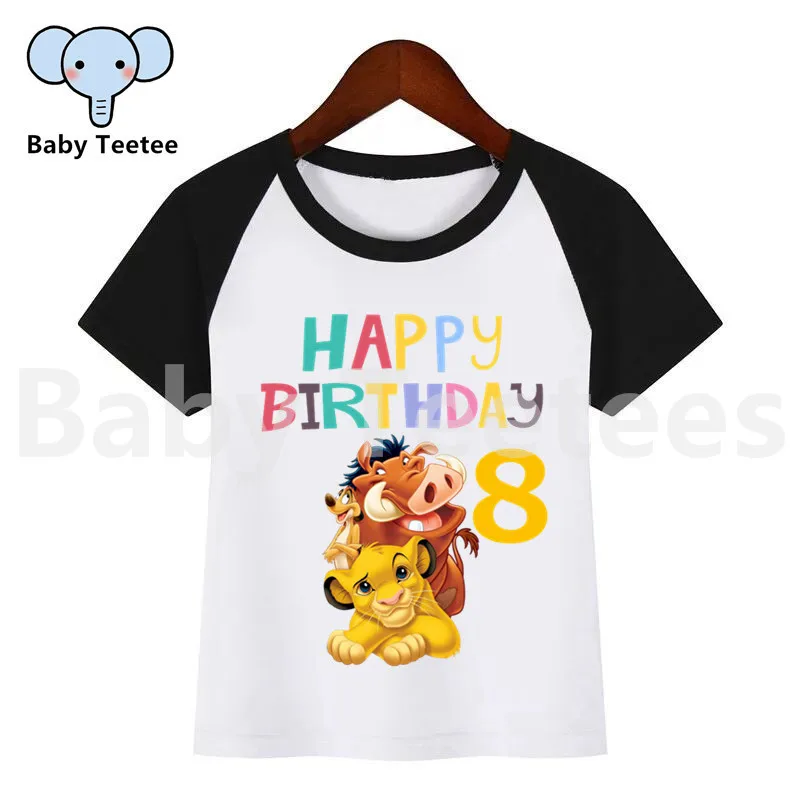 a240H Забавная футболка с надписью «Happy Birthday», «King», «Simba» и цифрой 1-10 для мальчиков и девочек детские топы с рисунками, Детская летняя футболка одежда для малышей - Цвет: a240H