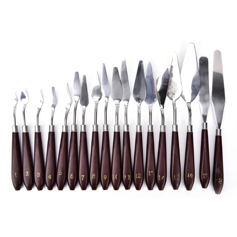 

Palette Knife Stainless Steel Oil Painting Knife Brown Handle Spatula Palette Knife Arts Painting Tool Artist Stationery