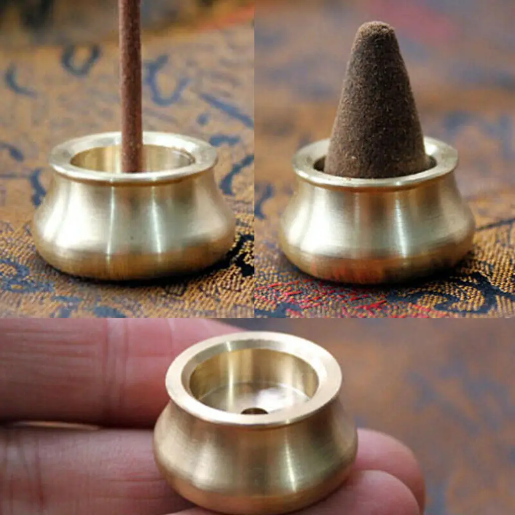 Solid Brass Incense Cone Burner Stick Tower Censer Holder for Home