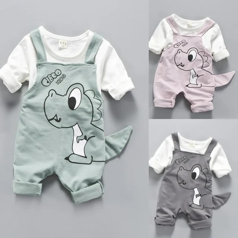 Детская одежда; коллекция года; Детский костюм со звездами; Модный хлопковый комбинезон с длинными рукавами и рисунком динозавра; Одежда для мальчиков