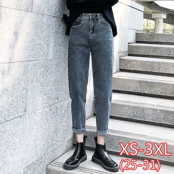 

Women's High Waist Jeans Silm Stretch Loose Loose Straight Pants Blue Gray Casual Retro 2020