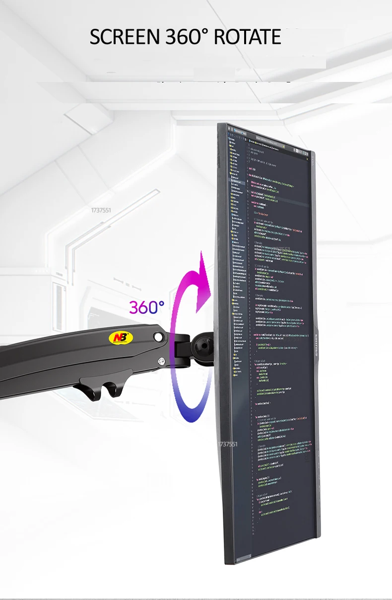Braço do Suporte do Monitor na Mola de Gás da Separação Montagem da Tevê do Lcd do Movimento Duplo da Braçadeira do Braço da Ergonomia Completo 2-12kg Suporte nb M60 22 -35 - Image 5