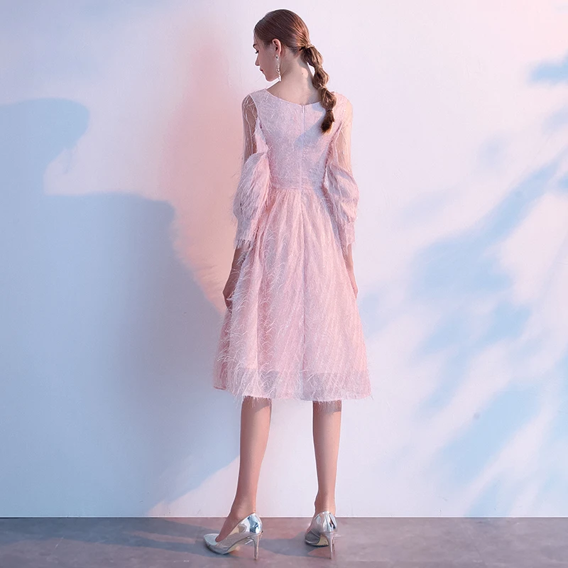 AE630 Robe de Soiree Courte розовое винтажное кружевное вечернее платье с v-образным вырезом Вечерние платья Vestido de Festa