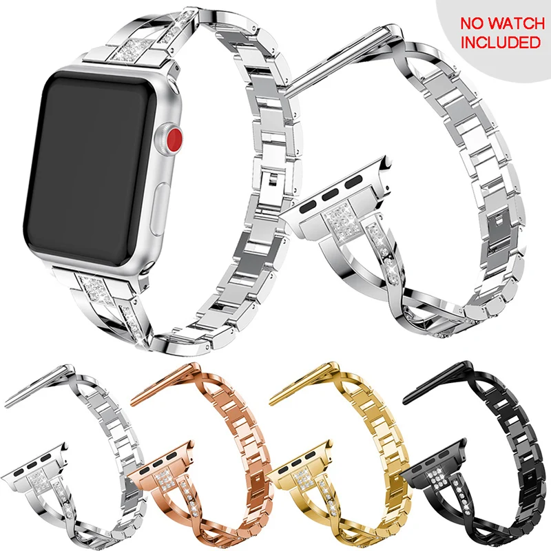 Black rose золотистый ремешок для наручных часов Apple Watch 38/40/42/44 мм Нержавеющая сталь сплав браслет, ремешок для наручных часов, ремешок на запястье