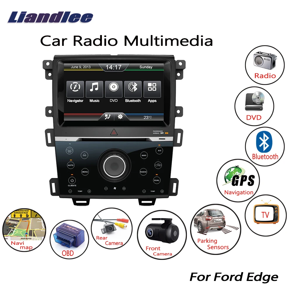 Автомагнитола для Ford Edge 2011 2012 2013 2014 CD DVD плеер GPS навигация мультимедиа HD экран DVR
