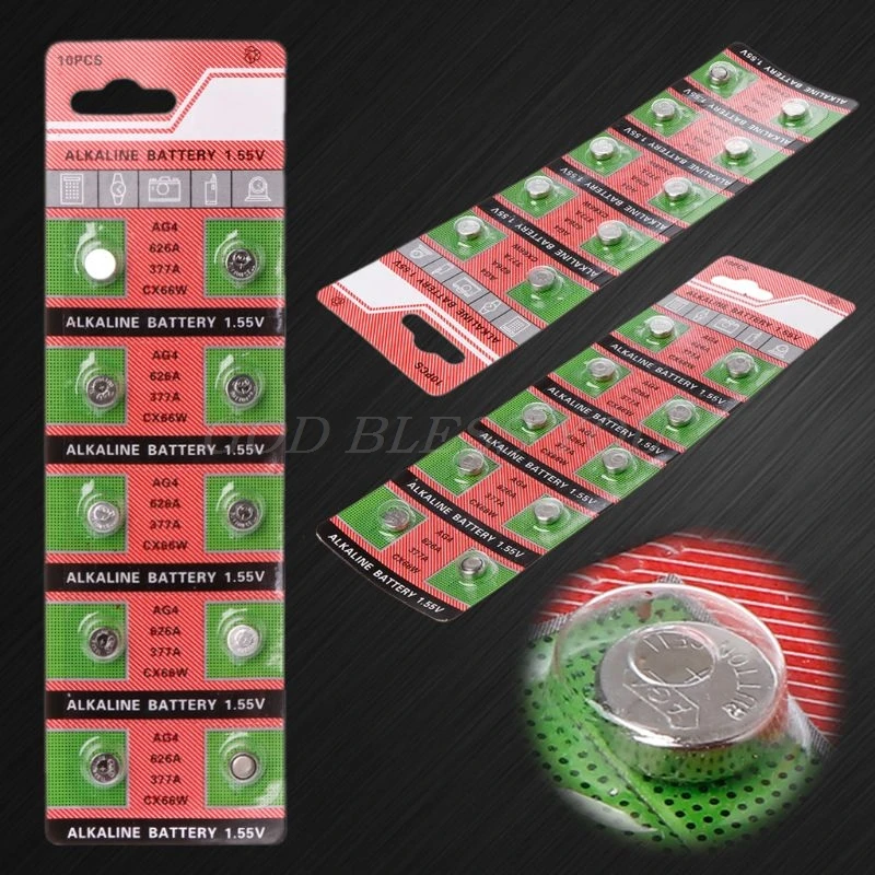 10pcs Watch Coin Battery Ag4 377a 377 Lr626 Sr626sw Sr66 Lr66 Button