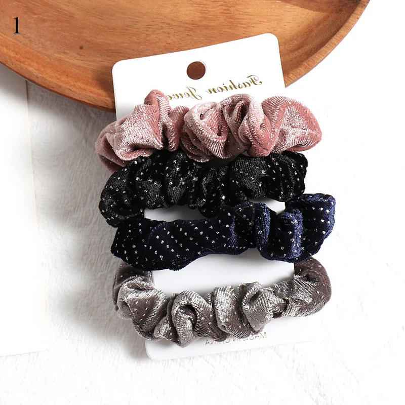 1 Set Scrunchies Hair Ring Candy Color Hair Ties Rope Autumn Winter Women Ponytail Hair Accessories 4-6Pcs Girls Hairbands Gifts