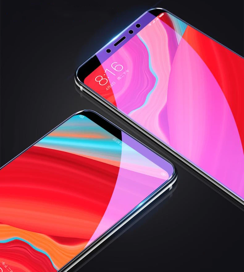 Защитное стекло из закаленного стекла для Xiaomi Redmi Note 7 6 5 Pro 4A 4X 5X 5A 7A K20 Pro, светильник синего и фиолетового цвета