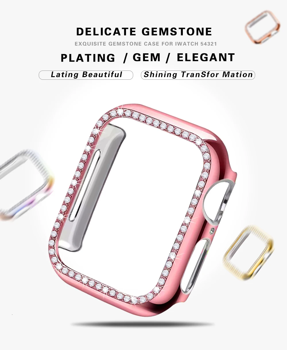 Чехол-бампер с алмазами защитный чехол для Apple Watch Cover Series 5 4 3 2 1 38 мм 42 мм чехол s для Iwatch 5 4 40 мм 44 мм аксессуары для часов