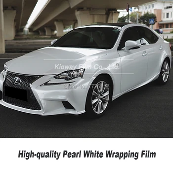 

White Glossy Pearl Vinyl Wrap white Gloss Film With Air Bubble Free Vehicle Stickers Foil High-quality glue 1.52x18m