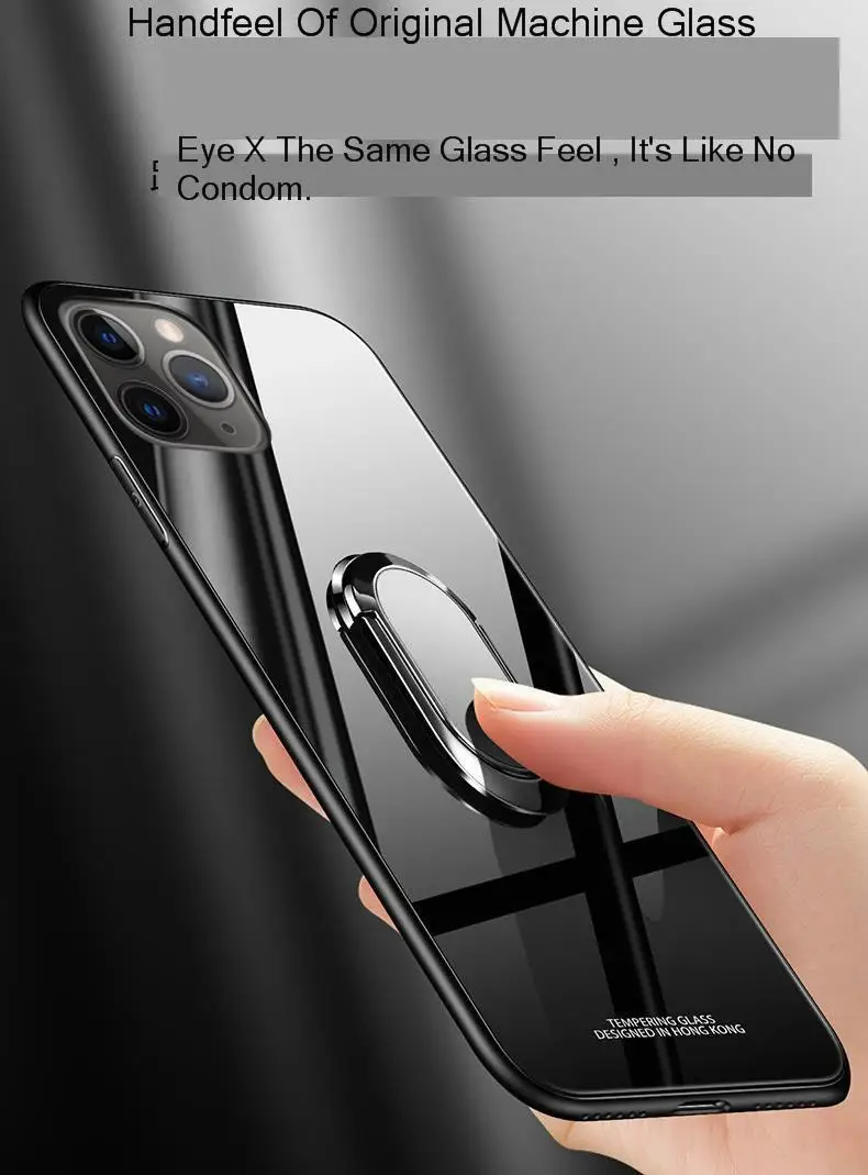 Tempered Glass Case For IPhone XS 11 Pro Max Case Luxury Soft Silicone Edge Magnet Car Holder Cover Coque On For IPhone 11 Xr 8
