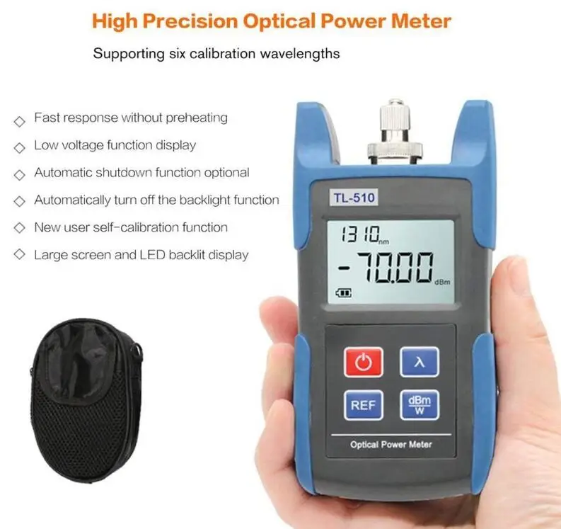 Портативный измеритель мощности оптического волокна TL510 70 ~ + 10 дБм/ 50 26 дБм разъем