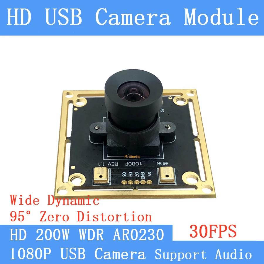 WDR 2MP H: 95 ° нулевое искажение OTG UVC веб-камера 30FPS USB модуль камеры подсветка съемки широкий динамический 1080P Linux Поддержка аудио