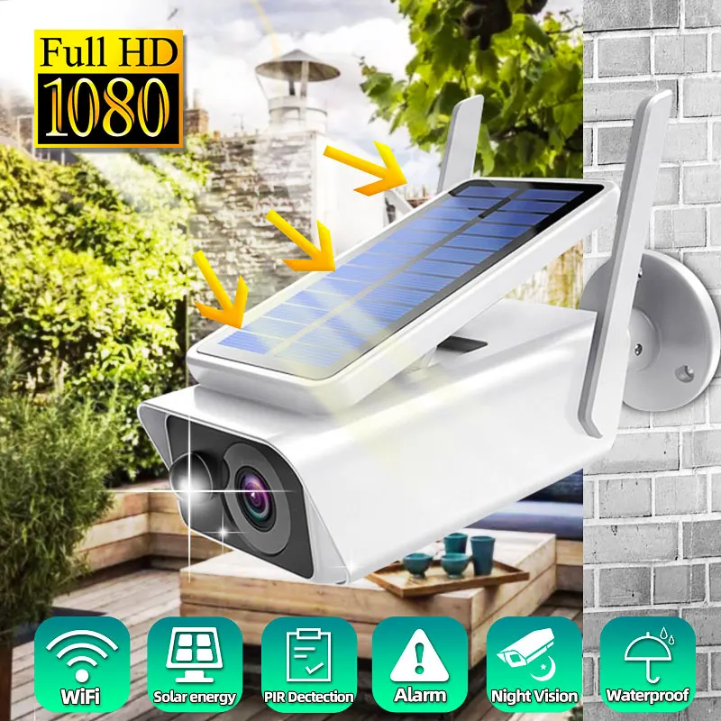 

1080P Full HD Wide View Solar Surveillance Camera Home Security IP Camera Security Network Security WiFi IR Monitor Night Camera