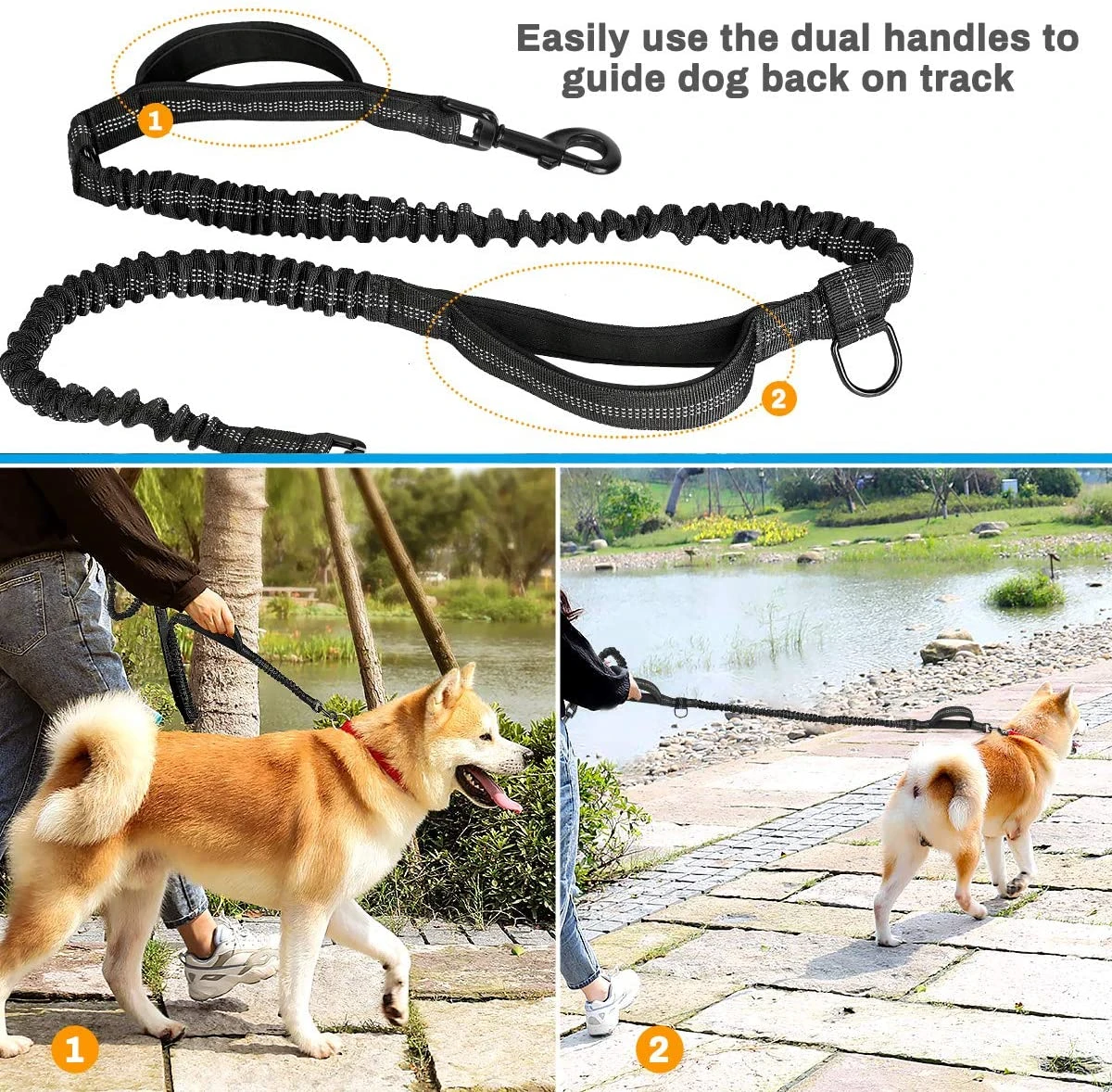 Correa elástica reflectante para perro, accesorio de entrenamiento para correr, manos libres, retráctil, riñoneras, elástica, doble 100lb|Correas| - AliExpress