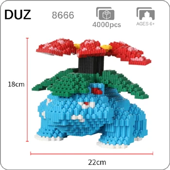 Venusaur DUZ Pikachu Charmander Venusaur Charizard Jigglypuff Pocket Monster Animal 3D модель DIY Мини строительные блоки кирпичи игрушка без коробки - Цвет: Venusaur