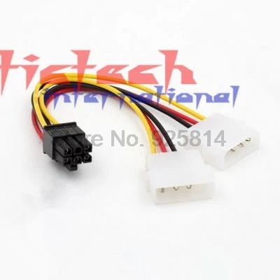 Dhl или ems 1000 шт. 2 адаптера питания Molex PCI E 4 контакта 6 контактов кабель