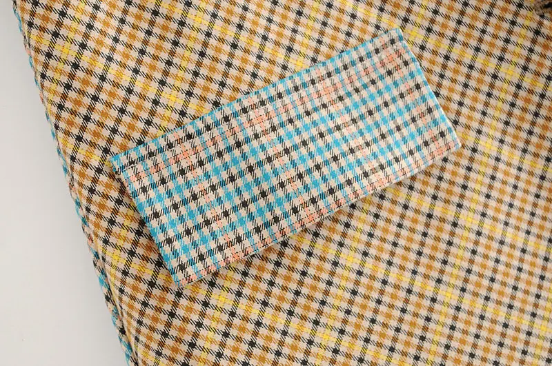 Women Sexy A-Line Mini Skirt Spring Autumn Vintage Button Plaid Spliced Office Ladies Elegant Work Skirts Saia Jupe Femme