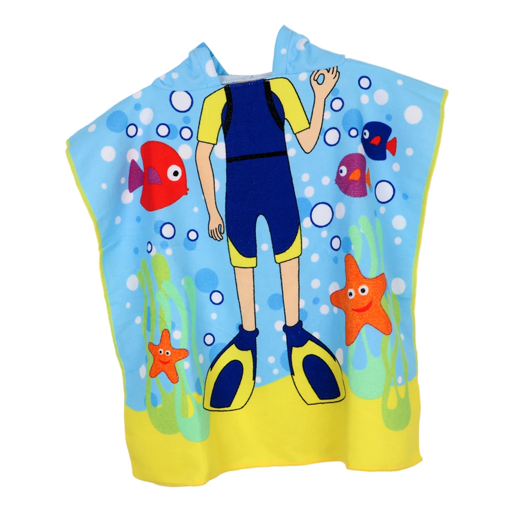 Quick Drying Bathrobe for Kids (80-120cm Height ) Hooded Beach Towel Poncho Robe for Swimming/Surfing/Bathing Set 2