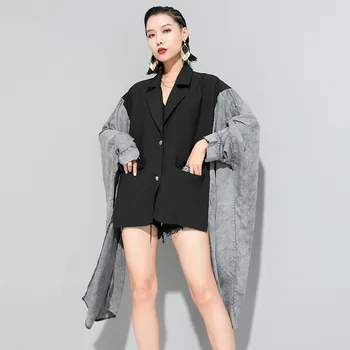 

Johnature New Streetwear Cardigan Irregular Batwing Women Jackets 2020 Spring Fashion Patchwork Women Coats