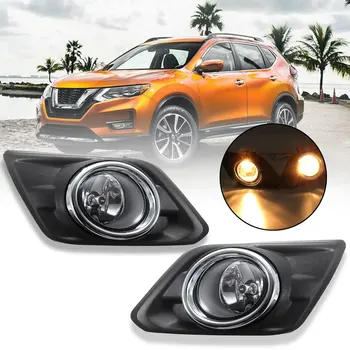 

Pair Chrome Clear Car Fog Lights Halogen Lamp with H11 Bulbs Wiring Switch Bezels Kit Amber for Nissan Rogue SUV 2014 2015 2016
