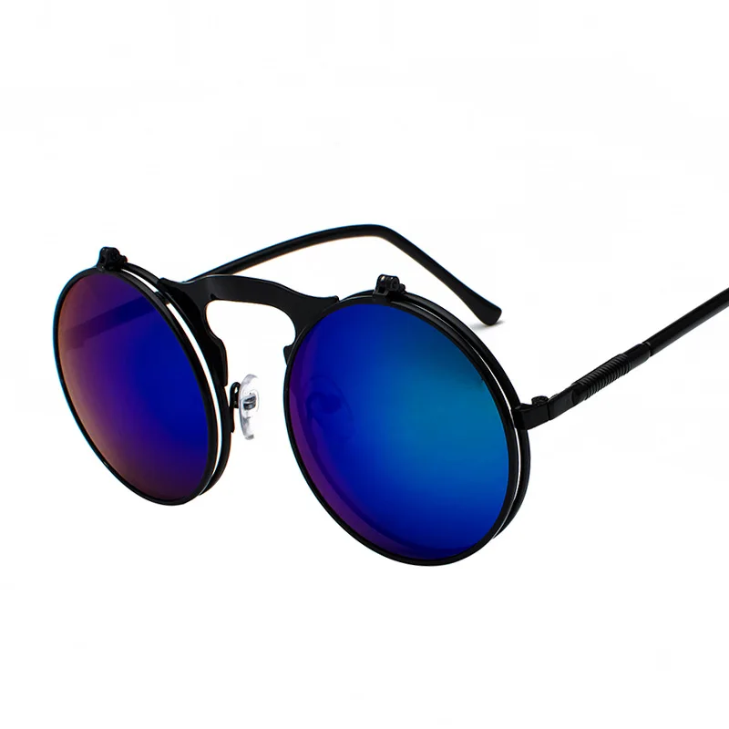 8-Black-BlueGreen XaYbZc, Ретро стиль, стимпанк, солнцезащитные очки для женщин, Круглые, металлическая оправа, паровой панк, солнцезащитные очки, мужские, брендовые, дизайнерские, Ретро стиль, UV400 - Цвет линз: 8-Black-BlueGreen