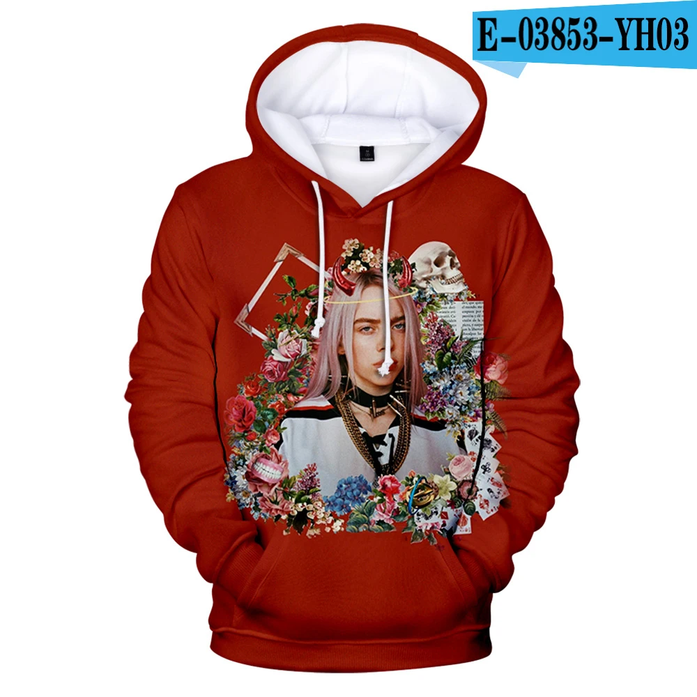 Billie Eilish/Новинка; толстовка с 3D рисунком для мужчин и женщин; Модный пуловер; Детская Повседневная Толстовка в стиле хип-хоп с 3D принтом для мальчиков и девочек - Цвет: 3D