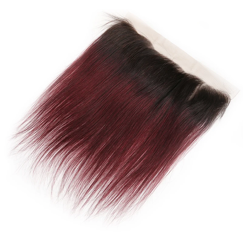 1B 99J/Бургундия бразильские прямые кружева закрытие kemy Hair бесплатно/средняя часть швейцарского кружева фронтальное Закрытие с волосами младенца не Реми