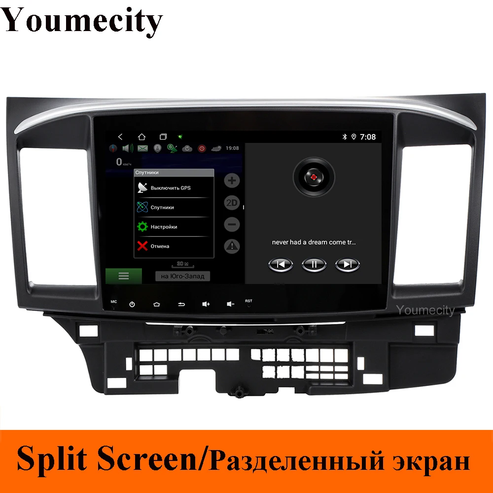 Youmecity Android 9,0 автомобильный DVD мультимедийный плеер для MITSUBISHI LANCER 2007- 9x10,1 дюймов 2DIN 3g/4G gps радио видео плеер