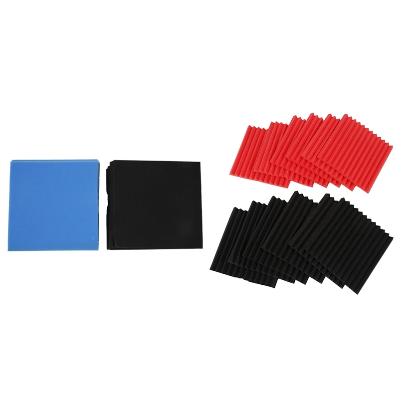 

24 Pcs Acoustic Panels Soundproofing Foam Acoustic Tiles Studio Foam Sound Wedges 1Inch x 12 Inch x 12 Inch, 12 Pcs red + black