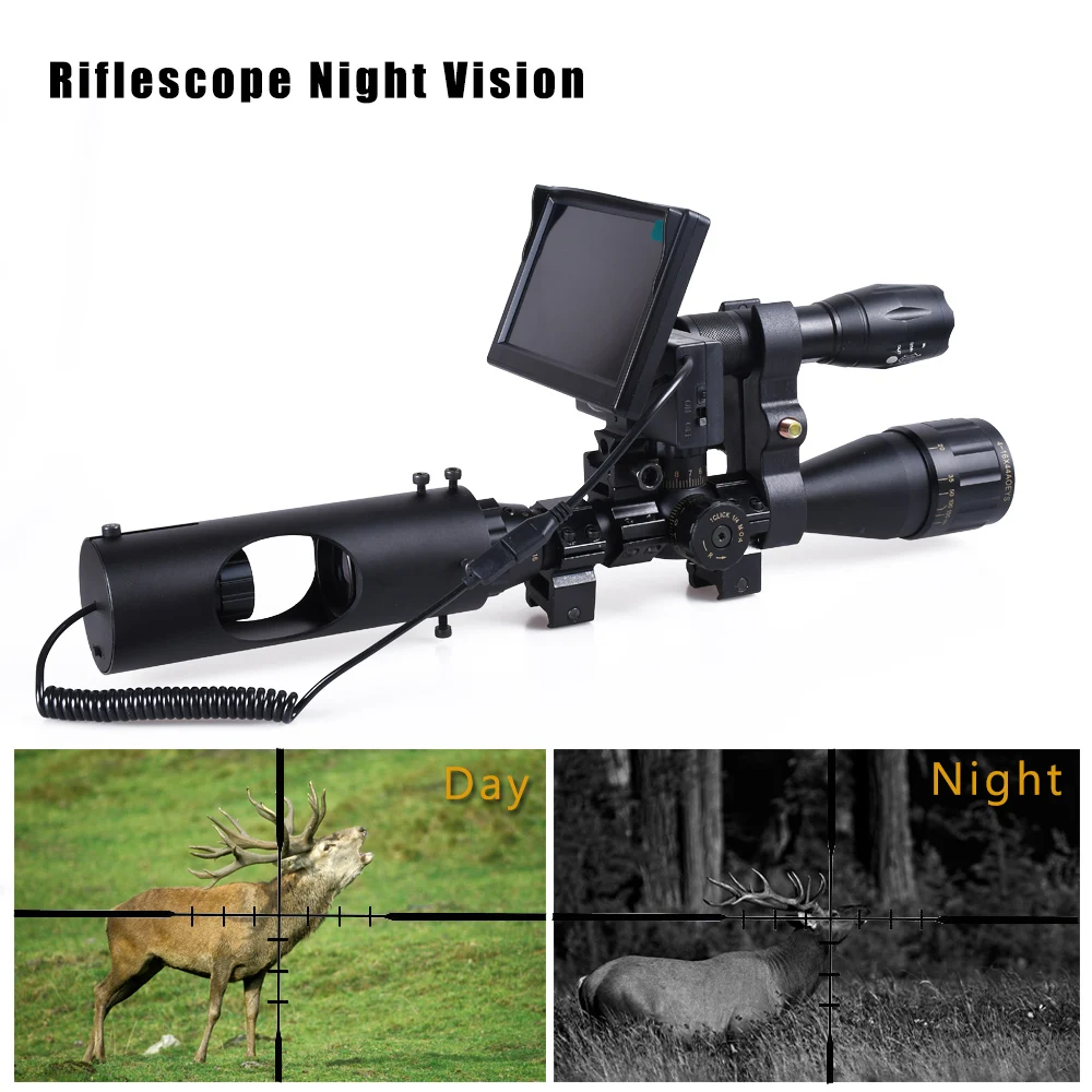 

Riflescope Night Vision HD Scope Sight Camera 850nm Infrared LED 5 inch LCD Outdoor Night Vision Scopes Hunting Optics Device