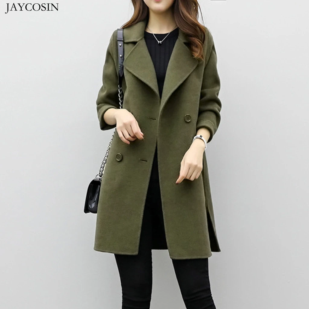 JAYCOSIN теплая Женская осенне-зимняя куртка, повседневная верхняя одежда, парка, кардиган, тонкое пальто, женское длинное шерстяное пальто, большой размер