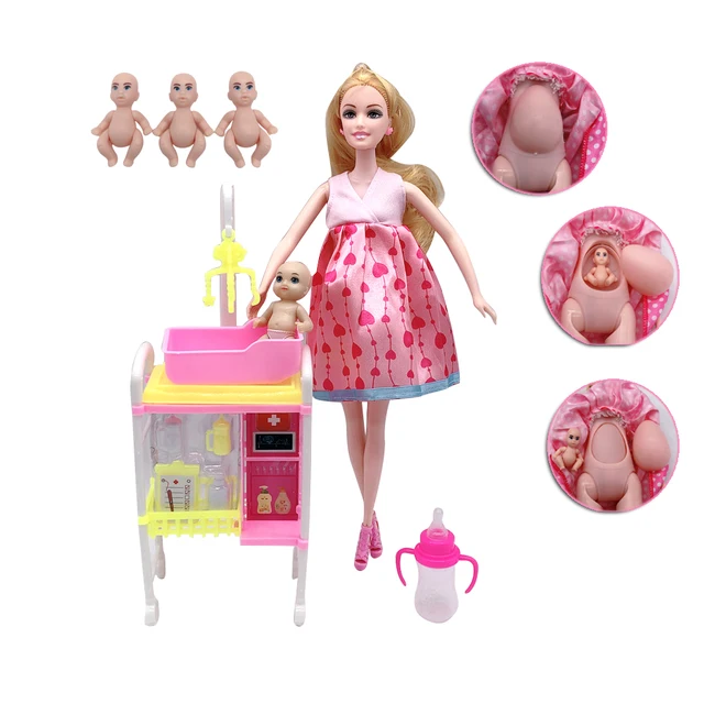11.5 Vrouwen Barbies Pop Moeder En Kind Baby Care Bed Combinatie Kinderen Speelgoed Accessoires + kleine - AliExpress Speelgoed & Hobbies