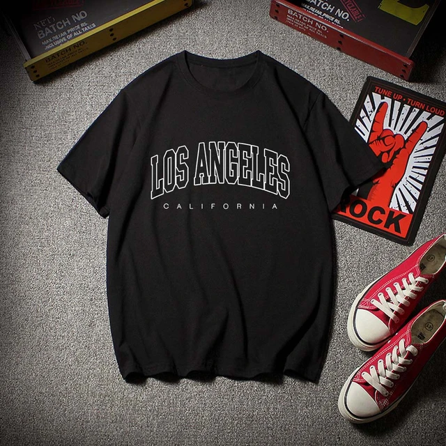 Camiseta de gran tamaño con letras de Los Ángeles California para