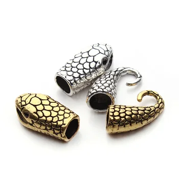 

10pcs/Lot Alloy Gold/Silver Color Fish Shape Snake Connector Clasps End Caps Fit 7mm Bracelet Leather Cord DIY Bracelets Making
