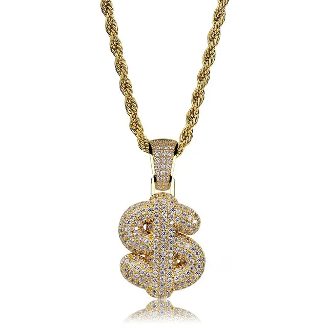 

Custom Bubble Dollar Sign Pendants & Necklaces Charm Cubic Zircon Men Women Iced out Hip Hop Jewelry