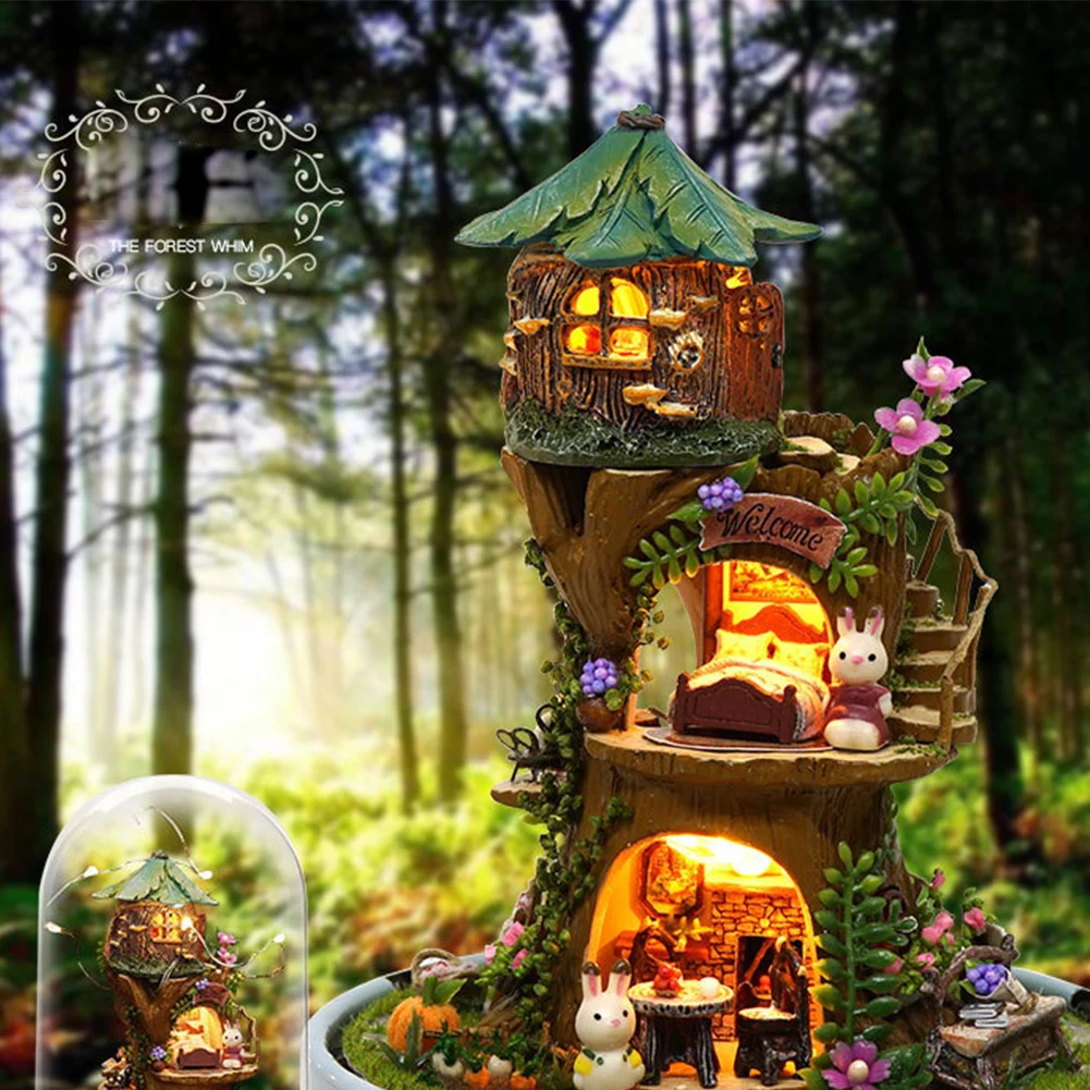 Кукольные домики DIY Миниатюрный Кукольный домик Модель деревянный игрушечный домик вращается Музыкальная шкатулка с пылезащитным покрытием игрушки подарки на день рождения