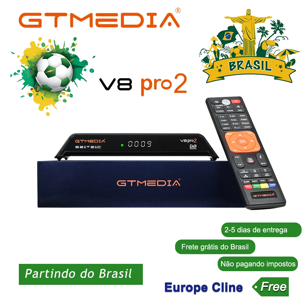GTmedia V8 Pro 2 декодер DVB-S2/T2/кабель J83.B встроенный WiFi H.265 поддержка интерактивное телевидение CCcam NEWCAM CS спутниковый приемник из Бразилии