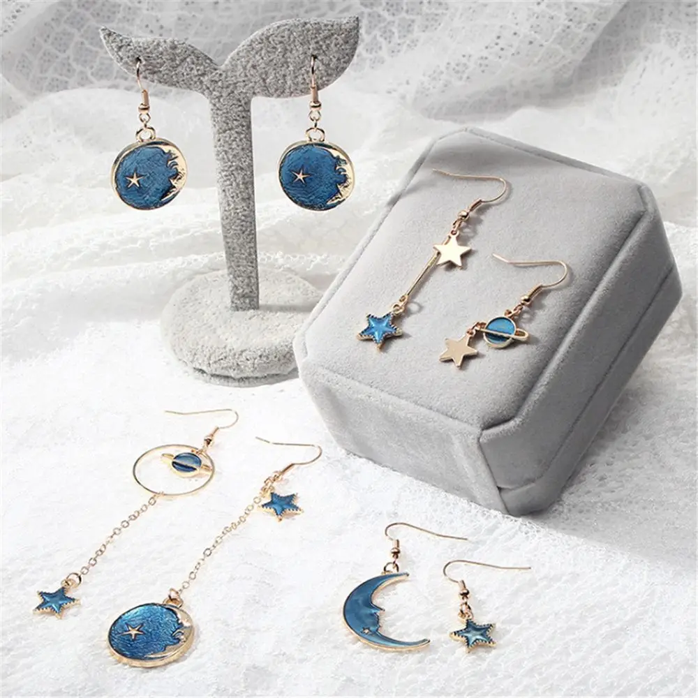 New fashion blue star moon long earrings female models girls pendant earrings temperament jewelry